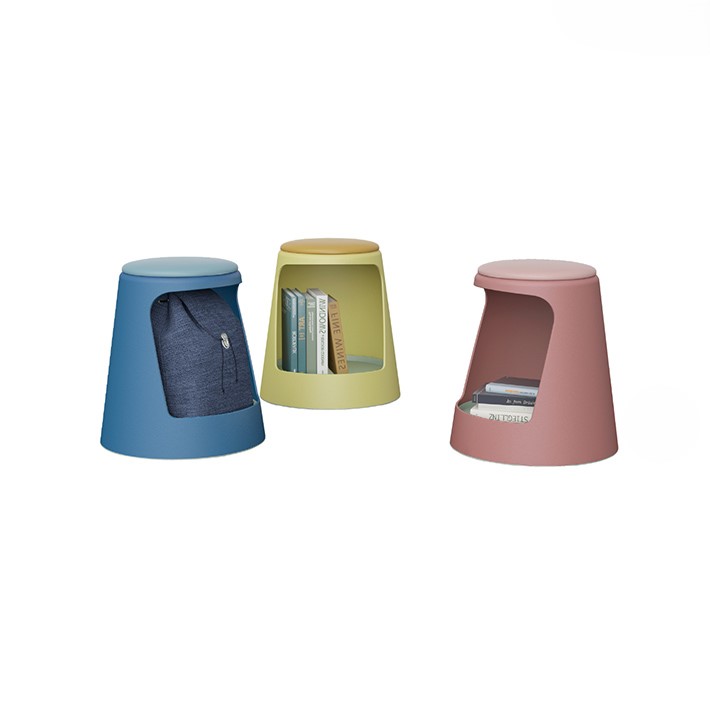 Tabouret Mobiflex en trois couleurs avec espace de rangement intégré