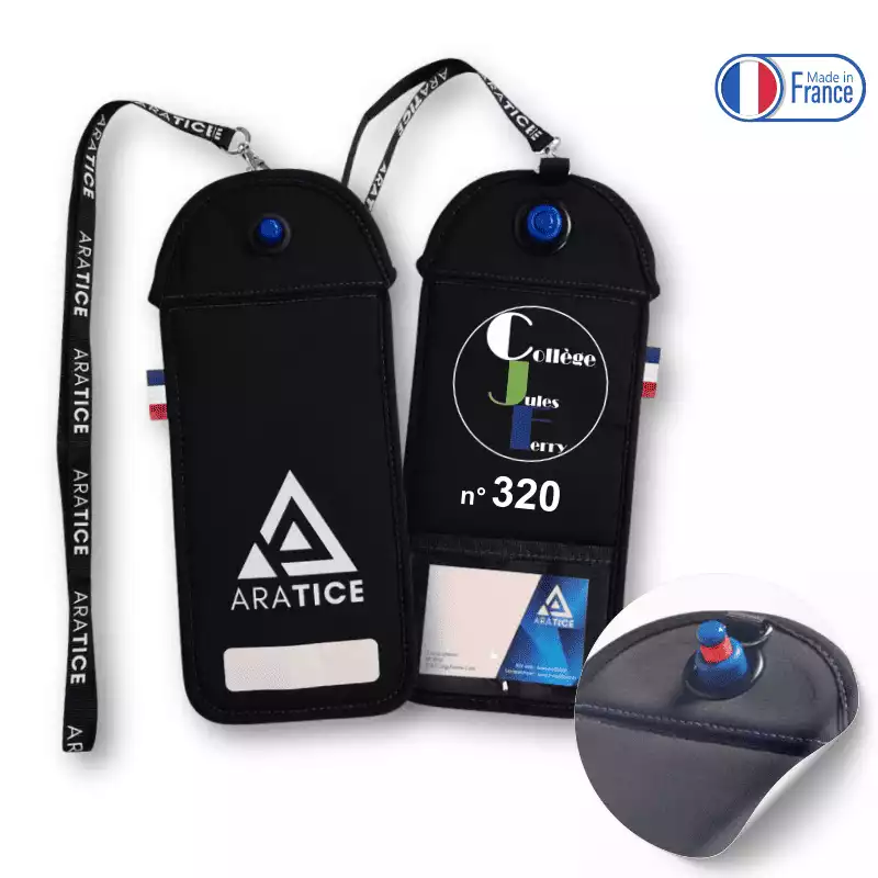 Photo principale de la pochette anti-ondes verrouillable Araphone Blocker 3 FR, fabriquée en France et conçue pour répondre aux besoins du dispositif Portable en Pause