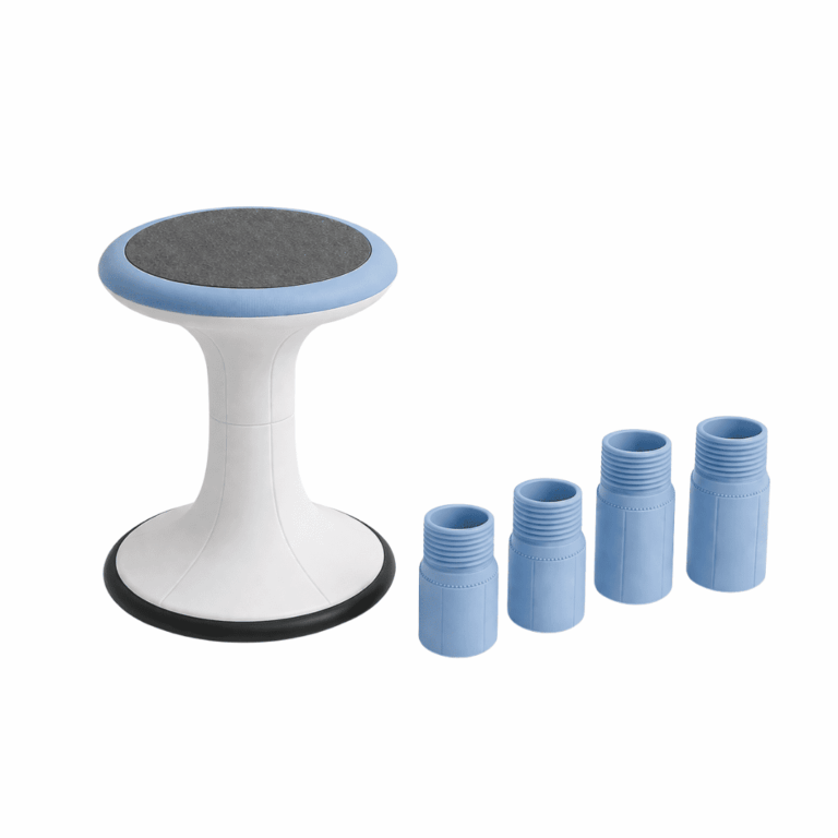 Tabouret dynamique MOBI-TWIST bleu clair avec blocs de réglage en hauteur amovibles